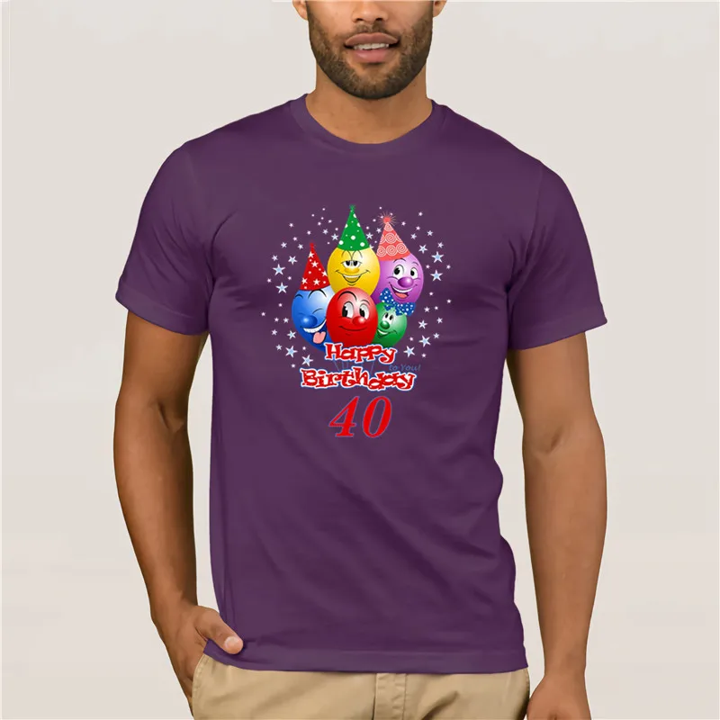 

Cotton fashion 2019 trend T-shirt Happy Birthday 40th Birthday 40 Year Old Party Faces Sports man's T-shirt