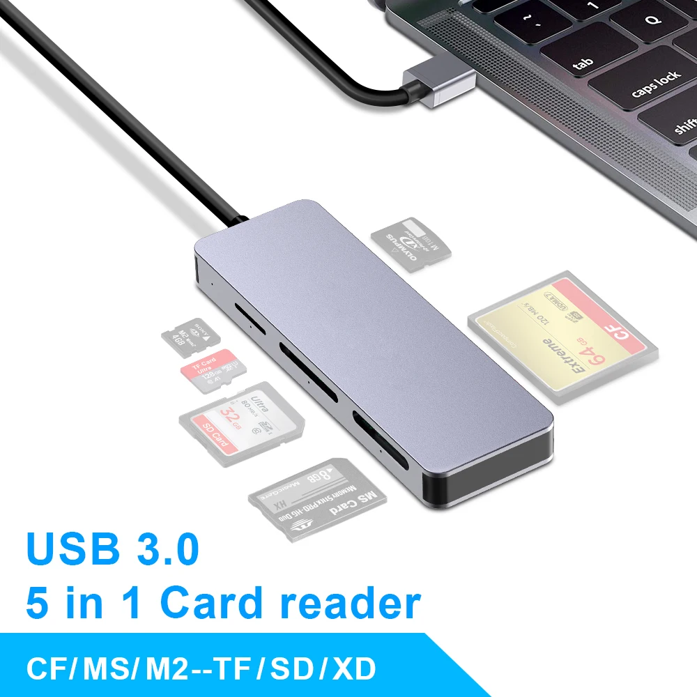 Rocketek считывание карт памяти с 5 картами usb 3 0 Type c адаптер для micro SD/TF CF MS XD compact flash