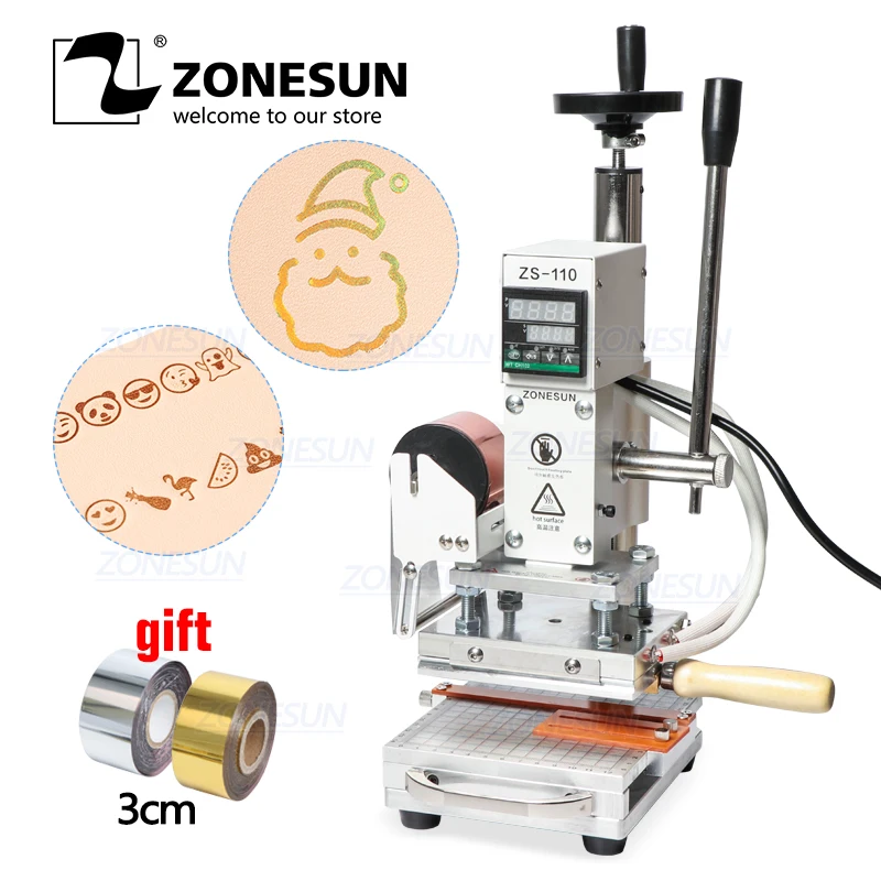 ZONESUN ZS110 машина для горячего тиснения фольгой кожи тиснение бронзирующий инструмент для дерева ПВХ бумаги DIY скользящий Рабочий стол цифровой