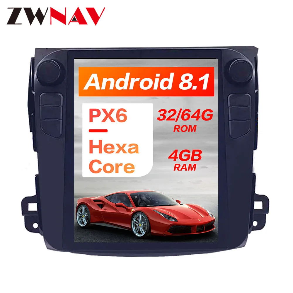 Android 8,1 4 Гб ОЗУ Tesla стиль PX6 Автомобильный gps навигация для Mitsubishi Outlander 2006-11 головное устройство Мультимедиа Радио магнитофон