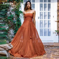 verngo a line silk chiffon satin long prom dresses strapless pleats floor length evening gowns women stylish party formal dress