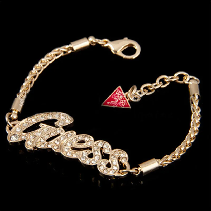 

Hangzhi 2021 New European and American fashion simple letter inlaid rhinestone bracelet retro English bracelet