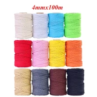4mmx100m 100 cotton cord colorful cord rope beige twisted craft macrame string diy wedding home textile decorative supply