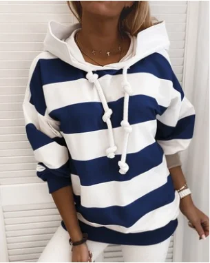 

2020 autumn and winter long-sleeved sportswear ladies striped casual sportswear female sports suit hoodie