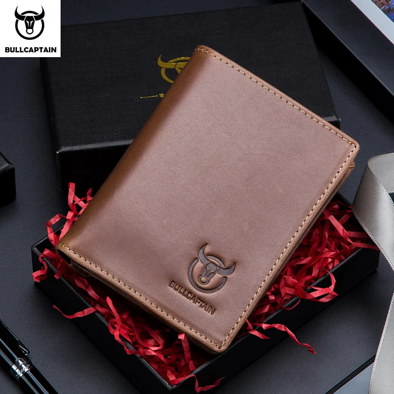BULLCAPTAIN мужской кошелек из воловьей кожи корейский короткий вертикальный