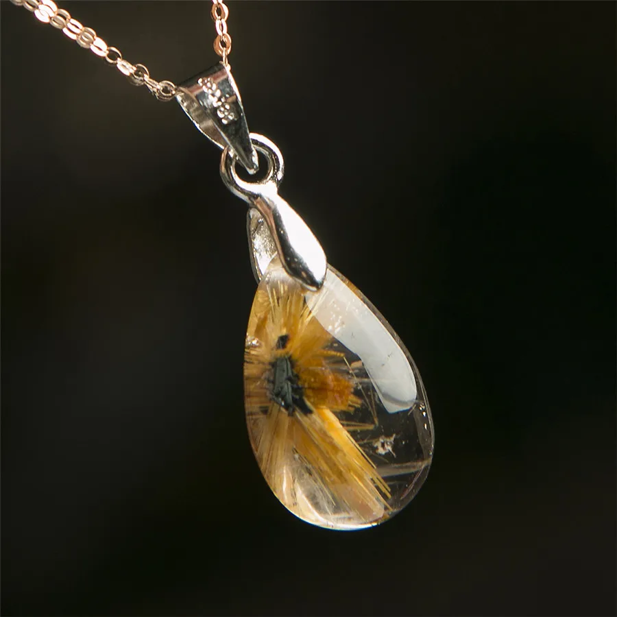 Натуральный желтый Rutilated Кварц драгоценные камни кристалл КАПЛЕВИДНАЯ бусина