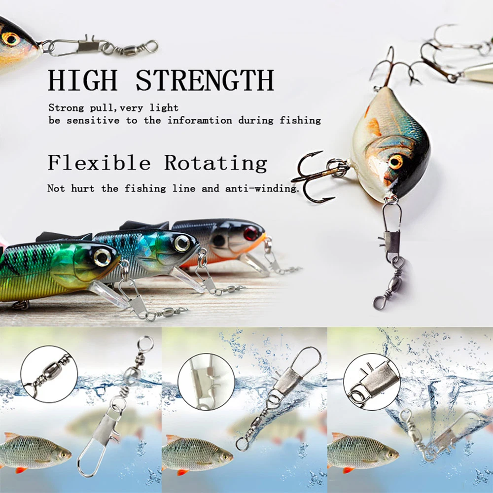 Stainless Steel Fishing Connector Pin Bearing Swivel With Snap Multi Sizes Solid Connector Fishhook Lure Tackle Accessories