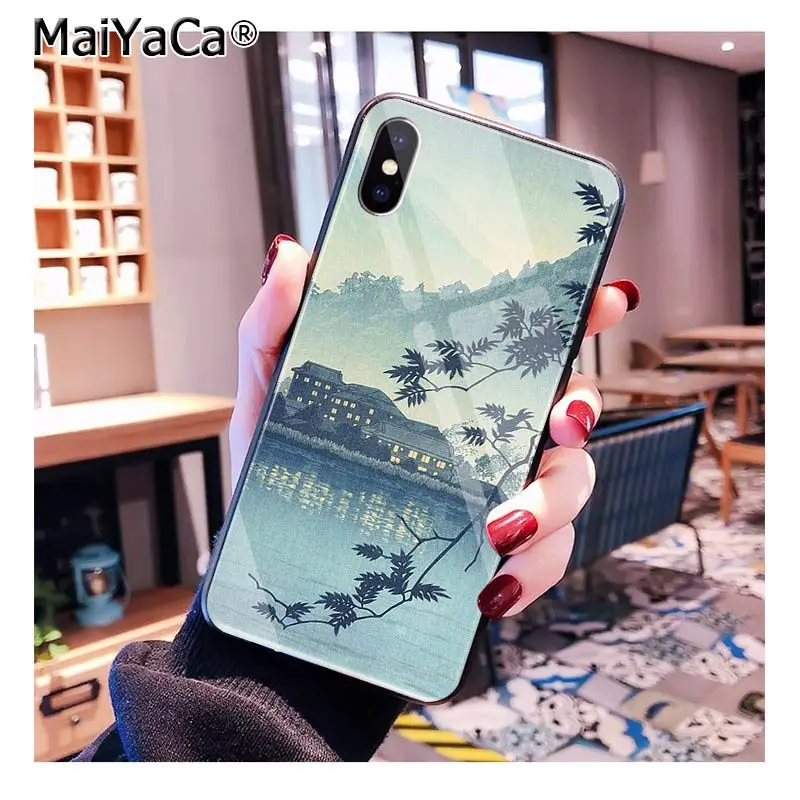 

MaiYaCa kiyo-e Japanese Style Art Tempered Glass Phone Case For iphone 11 Pro XR XS MAX 8 X 7 6S 6 Plus