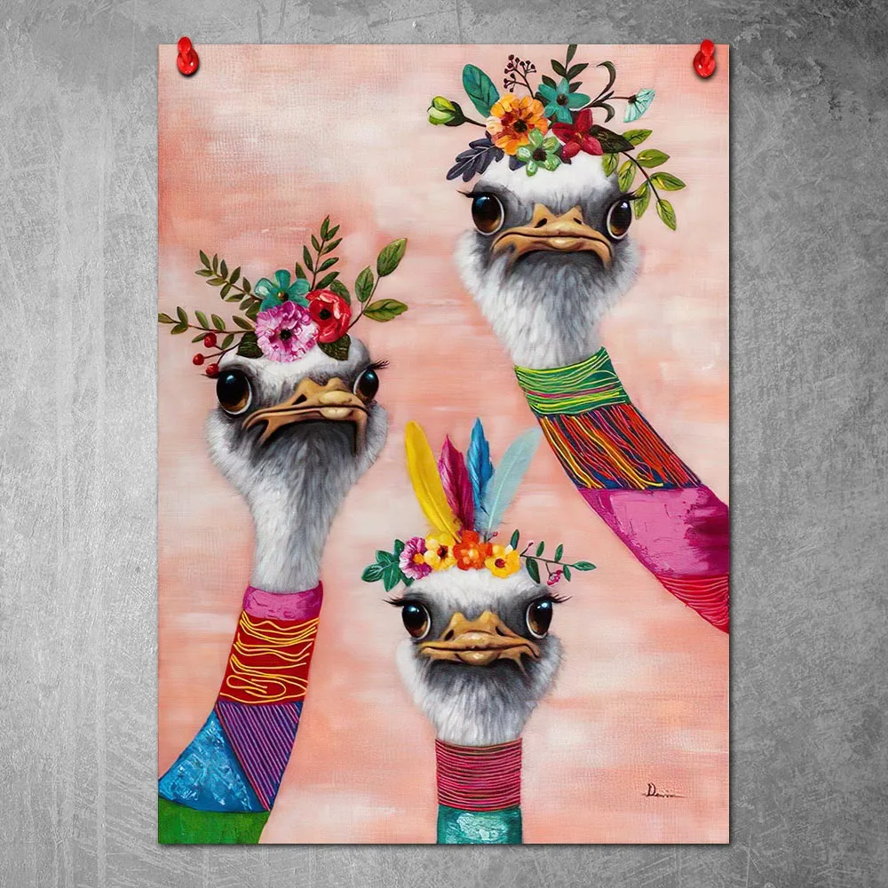 Цветная картина страусиного искусства Постер и принты холст настенные картины