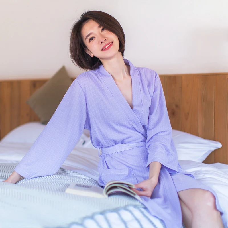 Женские халаты с коротким рукавом летние мягкие повседневные в Корейском стиле