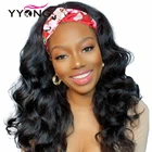 YYong короткие парики на голову с шарфом, волнистые человеческие волосы, парик для черных женщин, 8-18 дюймов, без геля, без клея, Remy, волнистые человеческие волосы, парик