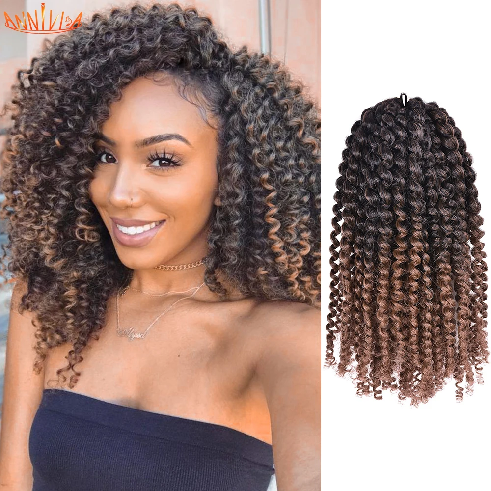 

Short Afro Kinky Curly Twist Braid Hair Marlybob Crochet Braids Synthetic Hair Extensions For Black Women 8-12inch Annivia
