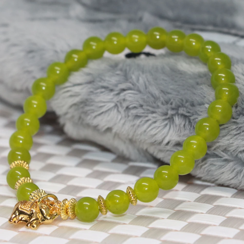 6 мм оливковый зеленый натуральный каменный халцедонский нефрит нитка круглых