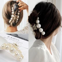 new big pearls acrylic hair claw clips crab hairpins large makeup hair styling barrettes for women hair accessories bow hairgrip