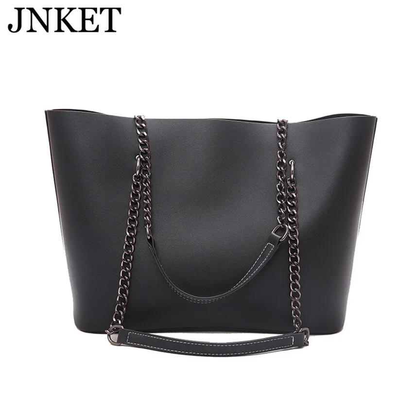 

JNKET Новая универсальная сумка через плечо большой Ёмкость Сумка-тоут модные цепи сумки из натуральной кожи на ремне через плечо для женщин