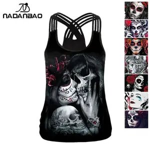 Женская майка с открытой спиной и 3D-принтом, без рукавов