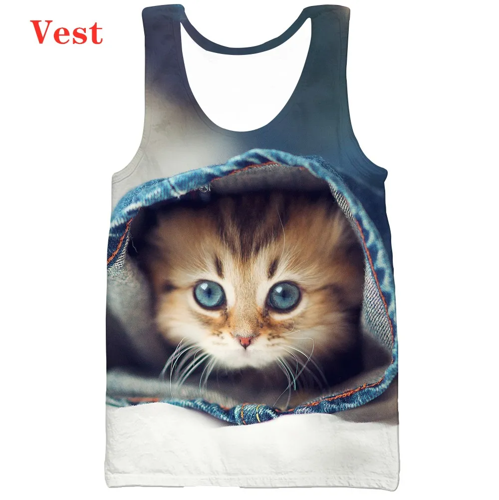 

New 3D Print Lovely cat Fashion Men Women Fashion Tracksuits Crewneck Hip Hop Vest Size S-5XL mesh top