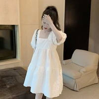 white jacquard dress women fashion puff sleeve mini dress women summer 2021 party birthday festival cute dress plus size