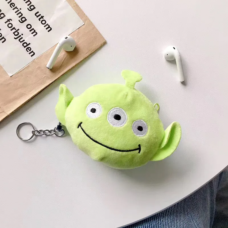Plush 3D fork strawberry bear Bluetooth wireless headset set Silicone cover For Airpods Earphone Protective Shockproof cases - Цвет: Хаки