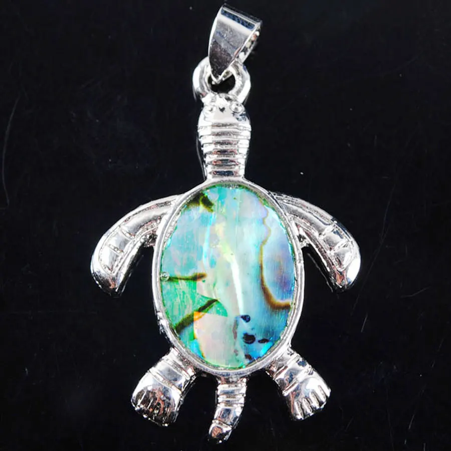 

WOJIAER New Zealand Abalone Shell Pearl Gem Bead Tortoise Pendant Womens Jewelry PN794