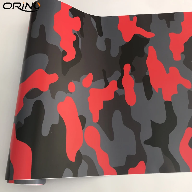 50x500cm Black Red Camouflage Vinyl Film Car Wrap Foil With Air Release Motorcycle Bike Scooter Skateboard Sticker Decal - купить по