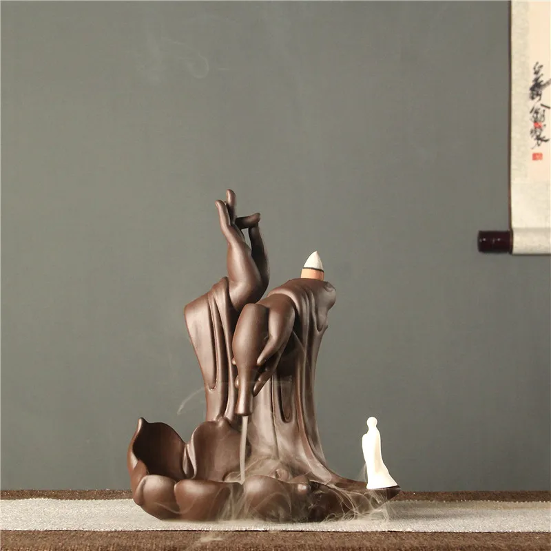 

T Big Size Bergamot Lotus Backflow Incense Burner for Incense Sticks Holder Optional Incense Cones Censer Ceramic Incense Base