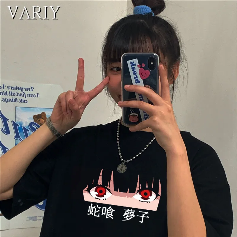 Футболка женская с аниме джабами милый топ мультяшным принтом глаза юмэко для