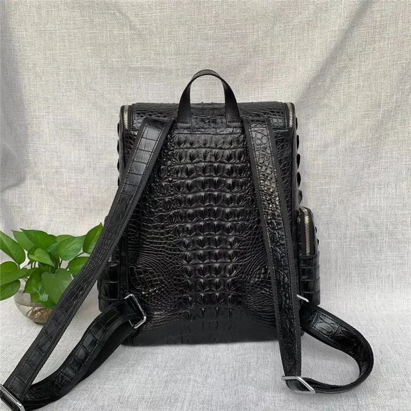 Повседневный мужской рюкзак из натуральной крокодиловой кожи сумка на молнии