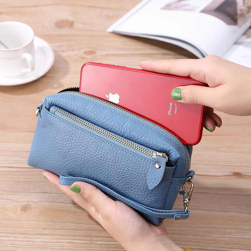 

X.D.BOLO Fashion Women's Wallet Zipper Woman Wallet Leather Genuine Card Holder Women Purses Solid Womans Wallet for Money