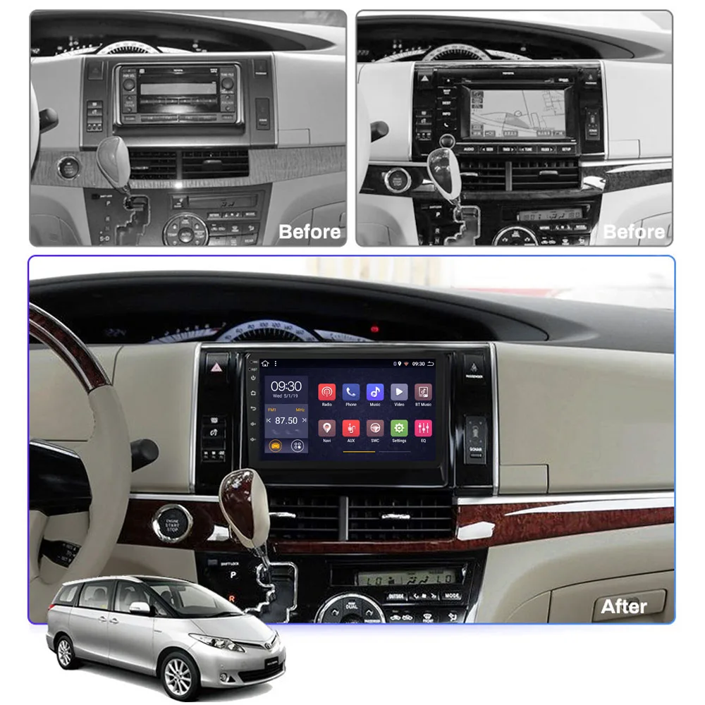 Автомагнитола 2 грамма для Toyota previa 2006 2012 DVD мультимедийный проигрыватель