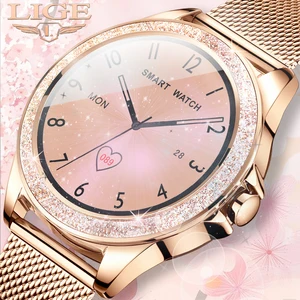 lige 2021 new fashion rose gold smart watch women waterproof electronics sports ladies smartwatch for android ios smart clocks free global shipping