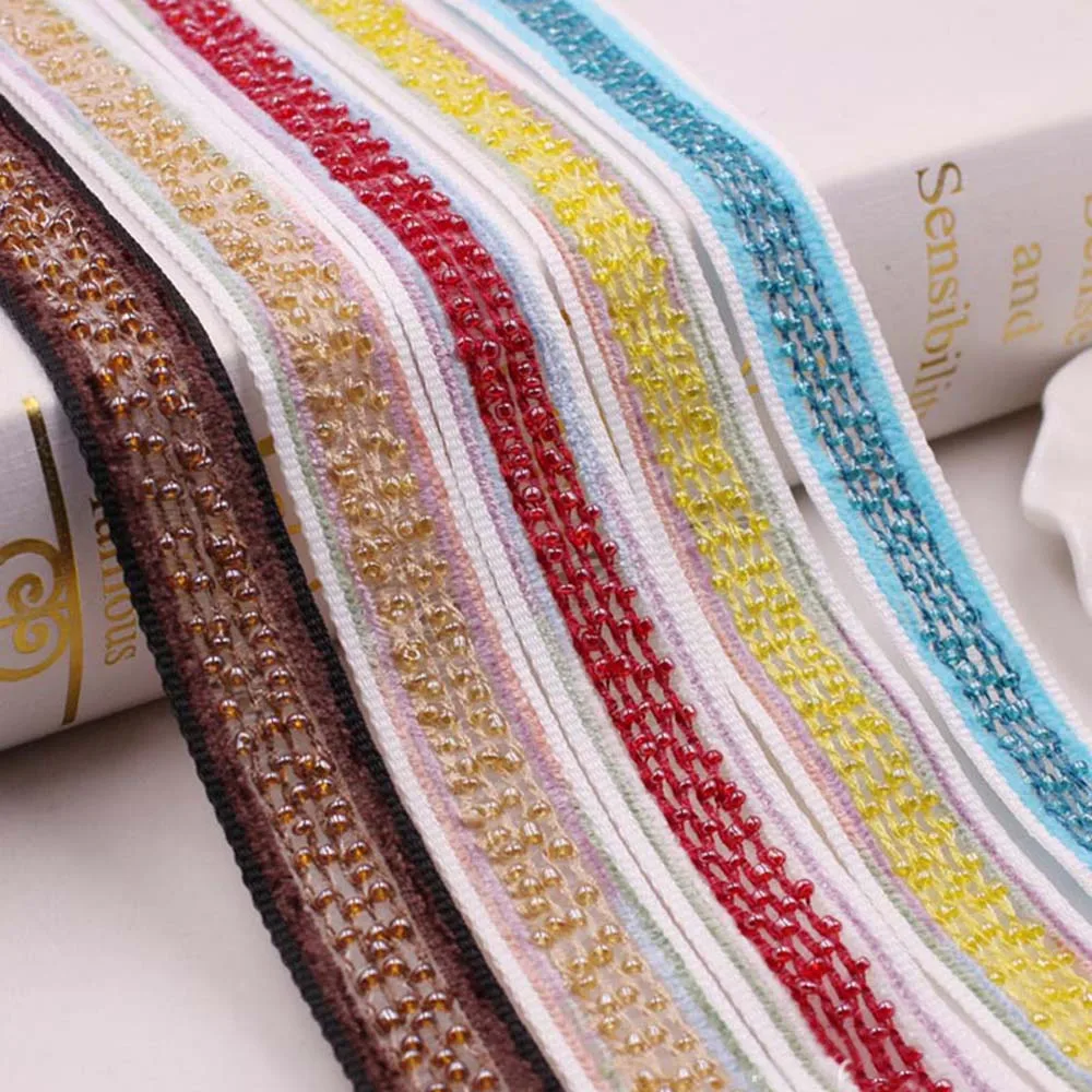 Стеклянная бусина тканая тесемка шнурка полиэфира шитье искусная кружевная