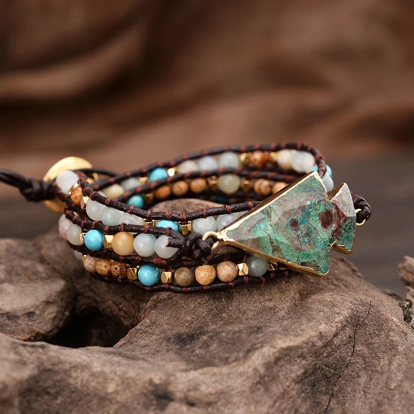 Браслет с круглыми камнями 4 мм из натуральной кожи | Украшения и аксессуары