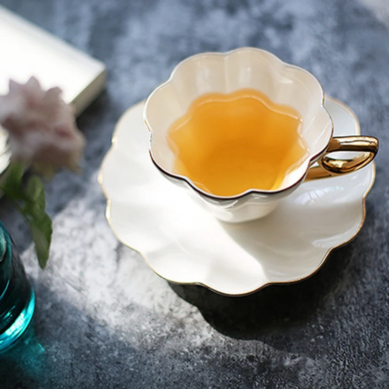 Элегантный цветочный костяной фарфор чайная чашка блюдце набор керамическая