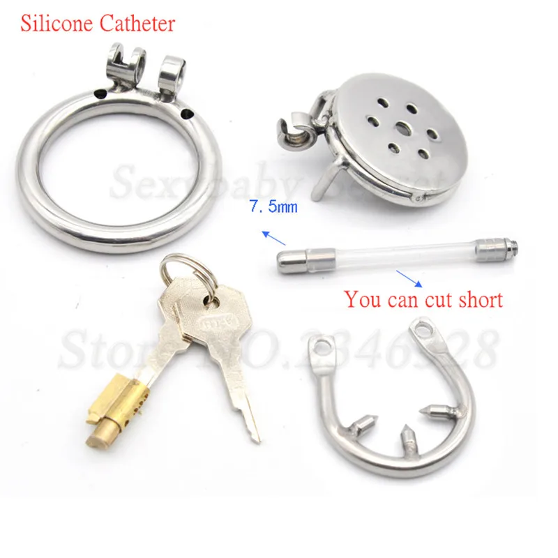 Супер короткое мужское устройство верности из нержавеющей стали с кольцевым