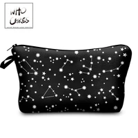 who cares cosmetic bag for women makeup case waterproof travel accessorie black starry sky printing toiletry kit fashion handbag