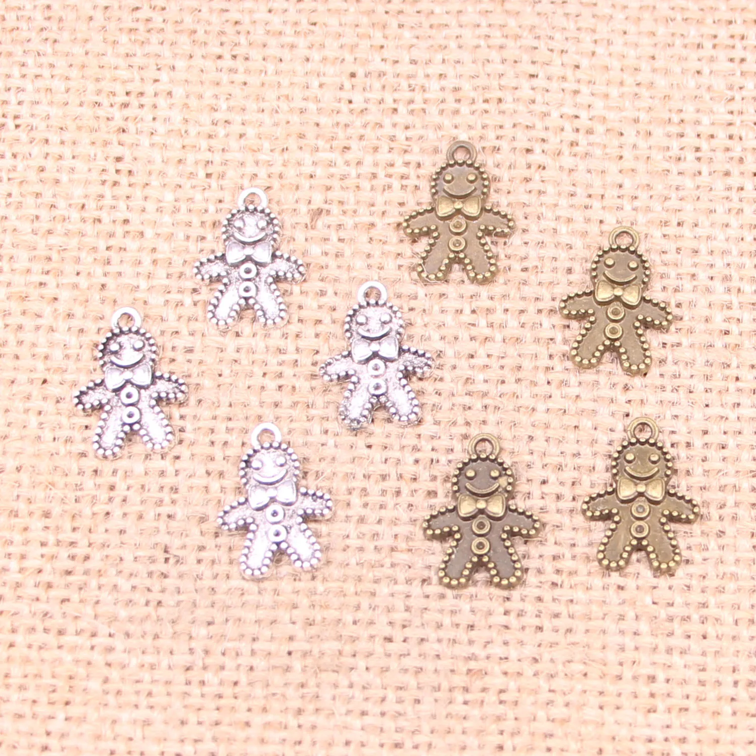 35 шт. тибетское посеребренное имбирное печенье Рождественские Подвески ручной