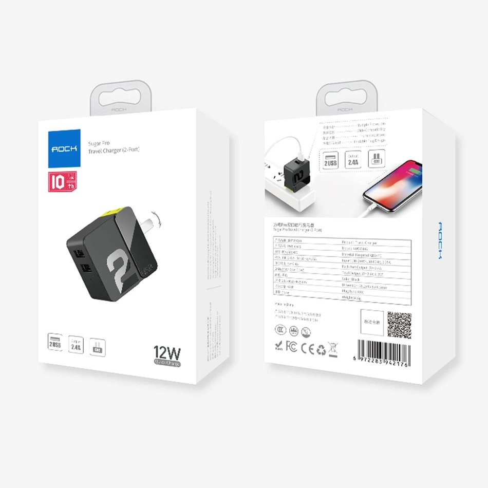ROCK 5 V/4A USB зарядное устройство Универсальное зарядное устройство для мобильного телефона 4 USB зарядное устройство для iPhone samsung HUAWEI XIAOMI EU US