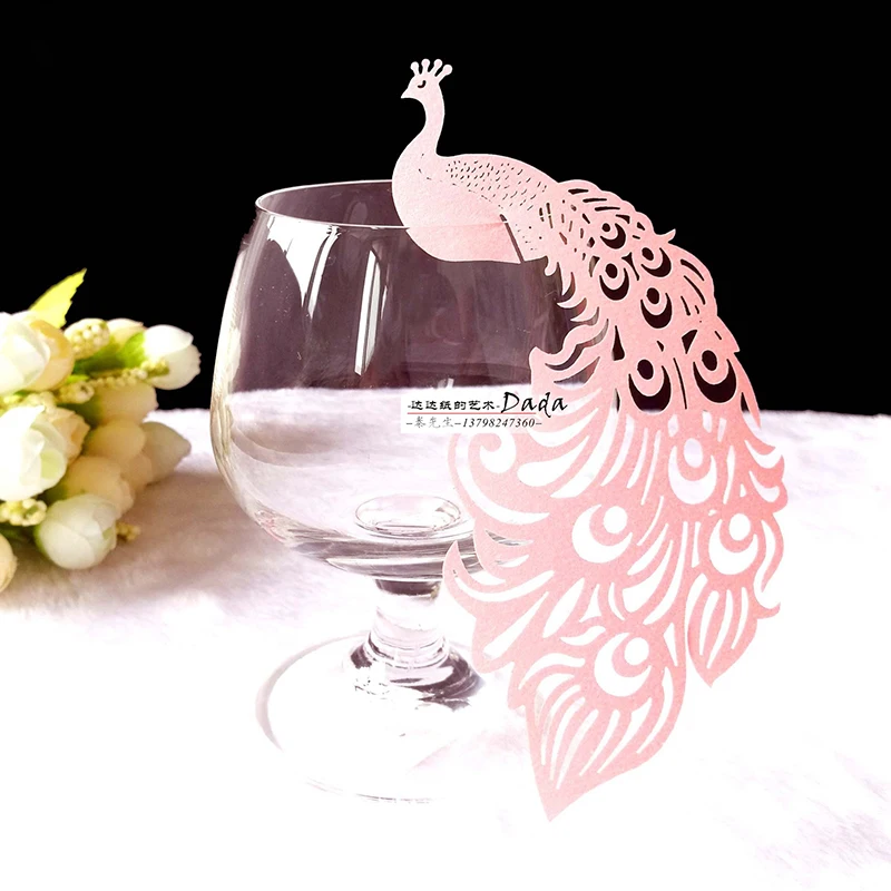 50 шт. Павлин винный бокал для шампанского декоративная бумажная карта детских