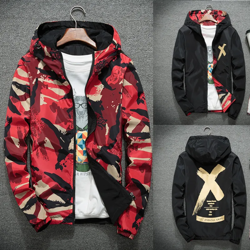 Мужские пальто мужская двусторонняя повседневная куртка камуфляжной расцветки