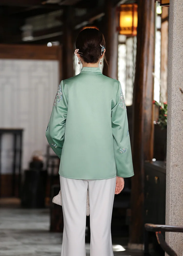 Новый Tang Cheongsam стиль Топ Блузка длинная куртка для женщин | Тематическая одежда и