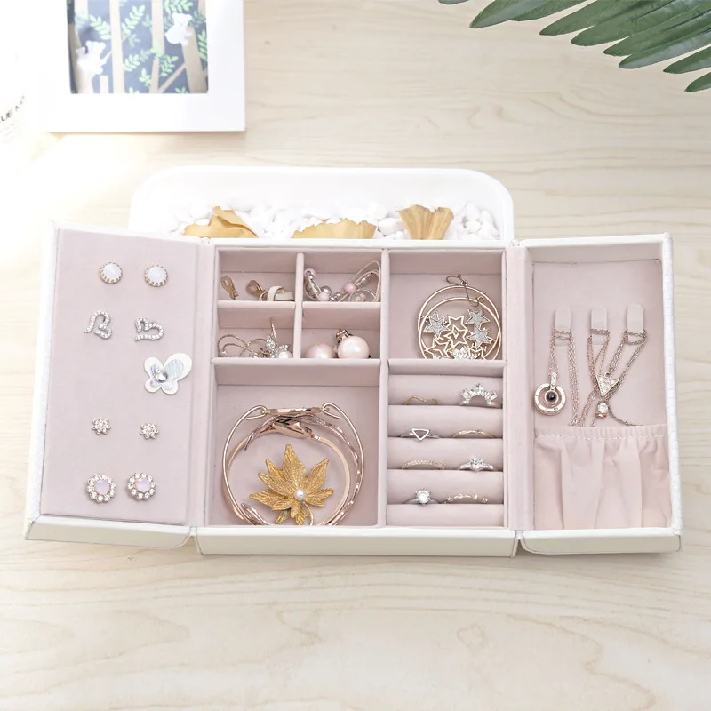 

Jewelry Box Double Open Jewelry Casket Makeup Storage Makeup Organizer Beauty Travel Box Jewelry Organizer Earring Display MJ