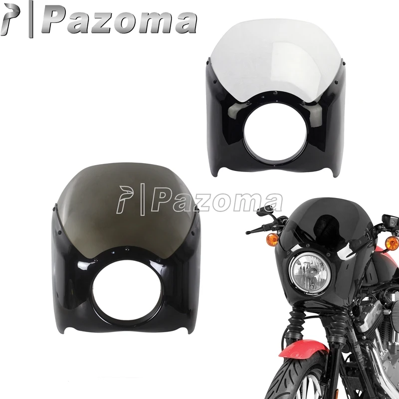 

5,75 "фар Cafe Racer четверти обтекатель дым/прозрачный лобовое стекло мотоцикла фар капот для Harley Dyna Street Bob Wide XL XR