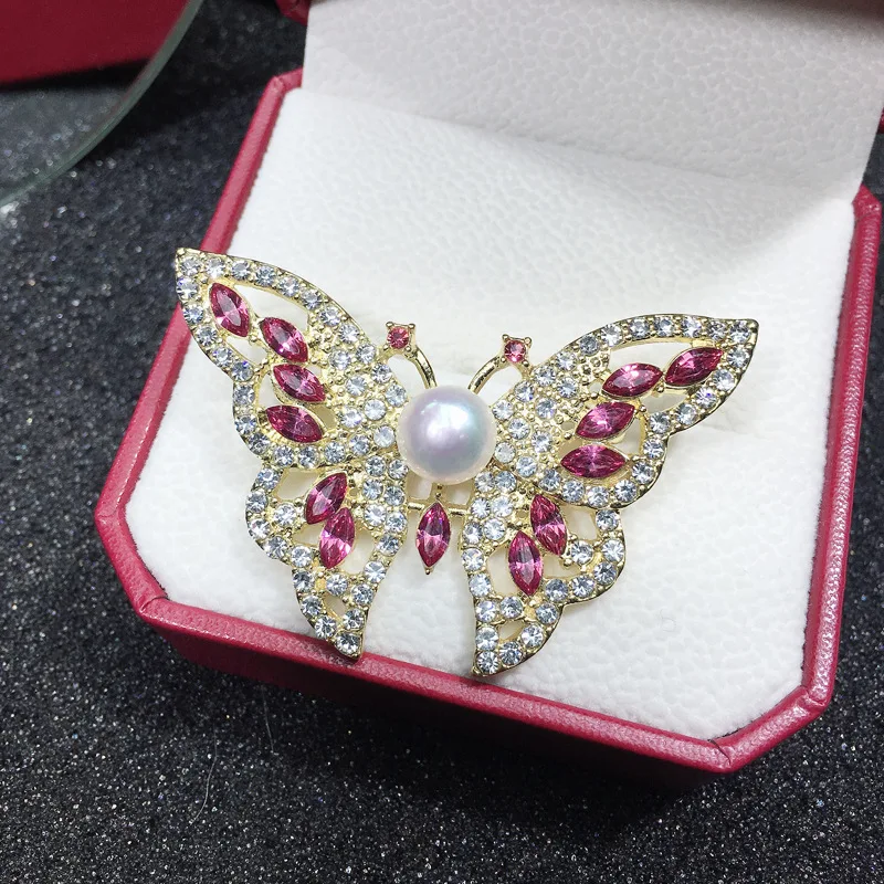 

New Butterfly Pearl brooch gifts finished simple natural freshwater Pearl brooch wholesale and foreign trade
