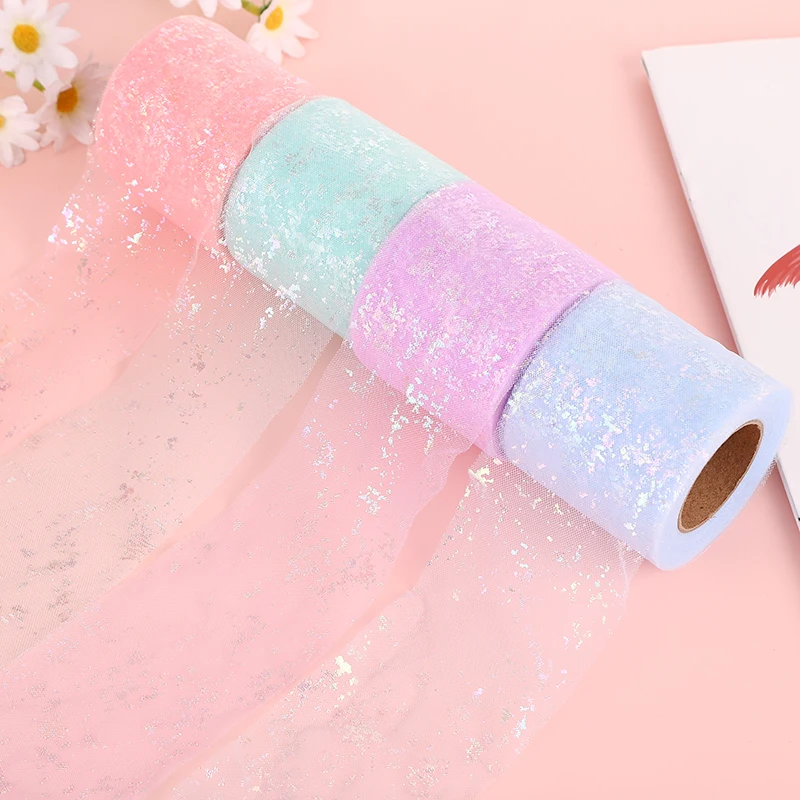 Блестящая Тюль в рулоне 6 см * 25 ярдов лента для самостоятельного изготовления