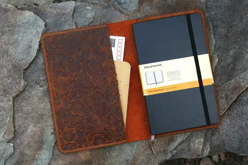 Женская Обложка для ноутбука moleskine из натуральной кожи с тиснением в виде цветка, Классическая обложка для ноутбука большого размера/Карманная Обложка