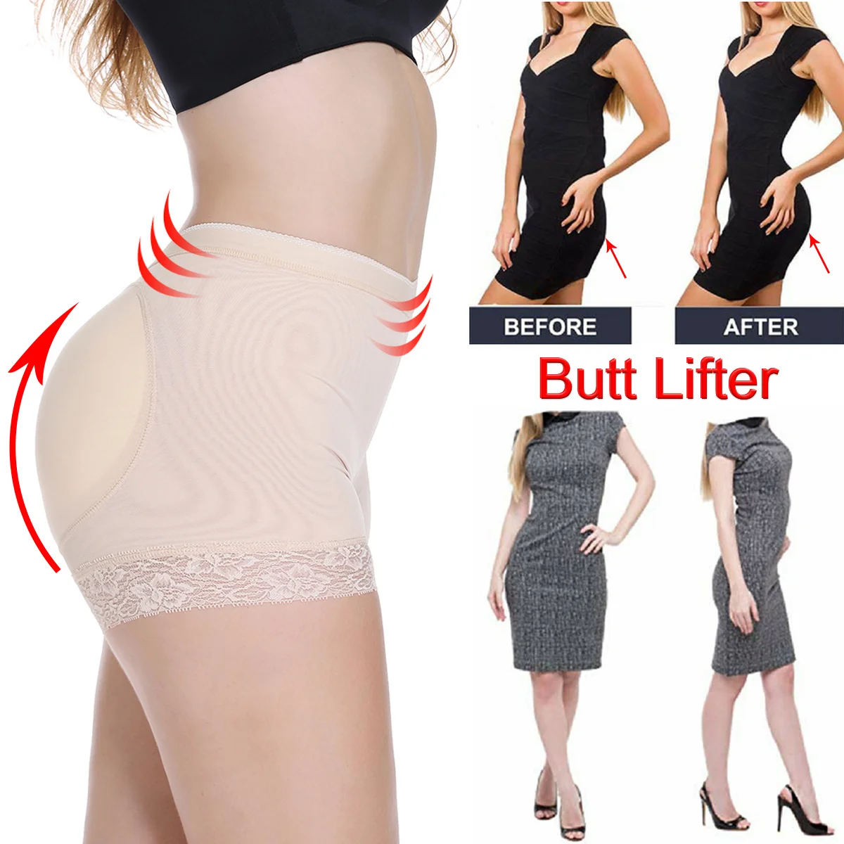 Joyshaper Women Butt Lifter Padded Panties Hip Enhancer Body Shaper Lace Shapewear Safety Panty Seamless Briefs Push Up Tights | Женская