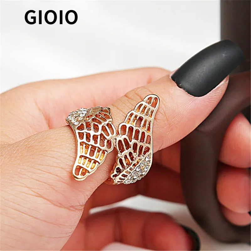 

GIOIO U Shape Leaf Ring, Personality Angel Wing Cross Ring rings for women gothic