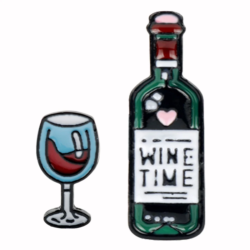 Эмалированная брошь на булавке Wine Time милые бокалы для красного вина и парные