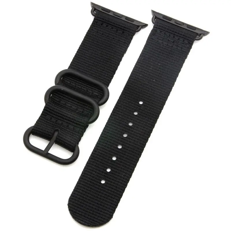 Black Ремешок NATO для Apple watch 4 5 band 44 мм 40 мм iWatch band 42 мм 38 мм спортивный нейлоновый браслетный ремешок для часов Apple watch 4 5 3 42/38 мм - Цвет ремешка: Black